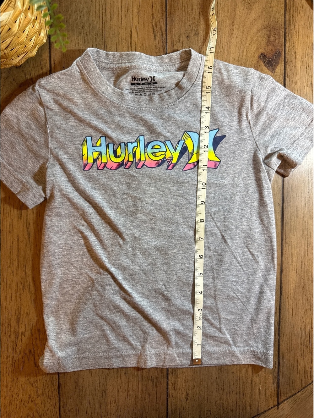 Hurley Gray Rainbow Logo Graphic T-Shirt Size 6